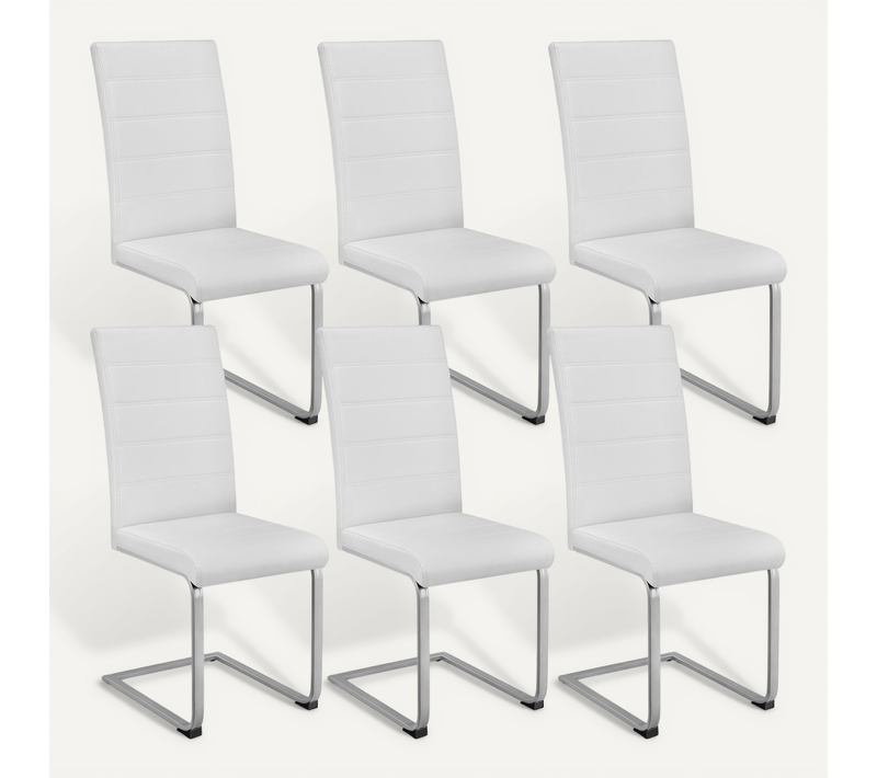Lot De 6 Ensemble De Chaises De Salle À Manger Bettina En Matière Synthétique Blanc