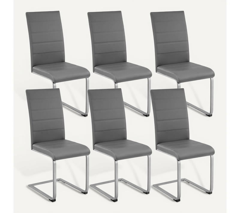 Lot De 6 Ensemble De Chaises De Salle À Manger Bettina En Matière Synthétique Gris