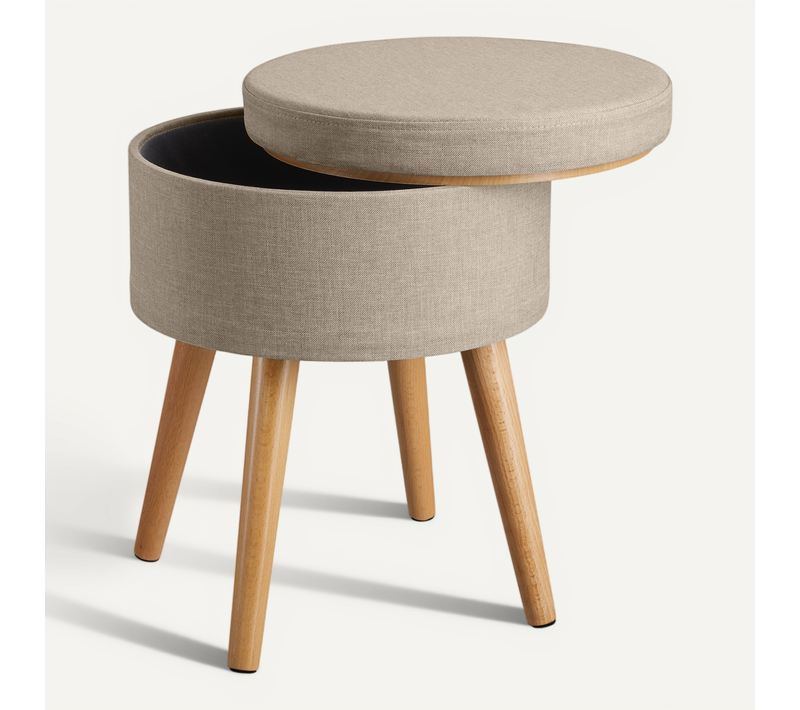 1 Tabouret Avec Espace De Rangement Yara En Bois Mdf Sable