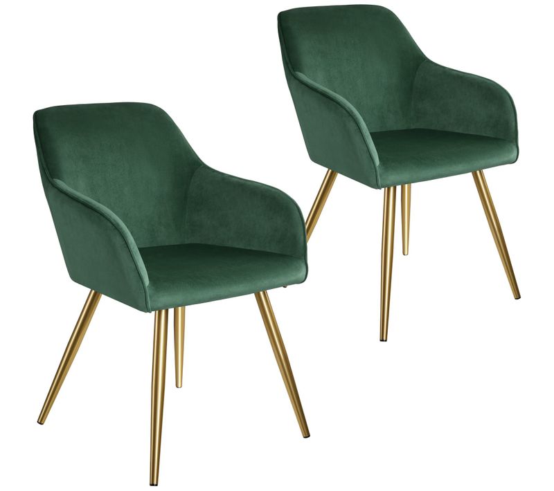Lot De 2 Chaise Marilyn En Polyuréthane Vert Foncé/or