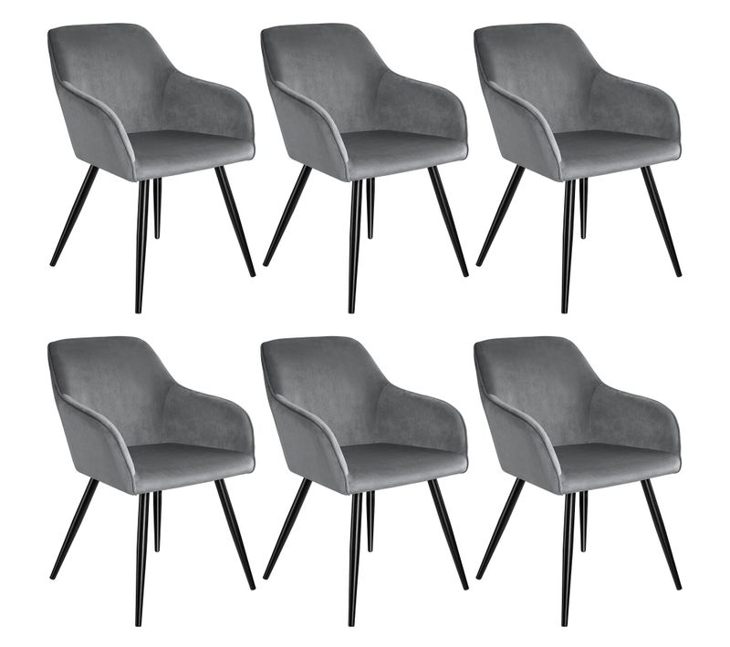 Lot De 6 Chaise Style Scandinave Marilyn En Polyuréthane Gris/noir