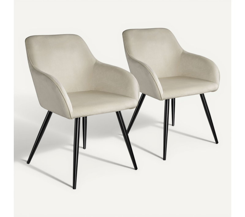 Lot De 2 Chaise Style Scandinave Marilyn En Polyuréthane Crème/noir