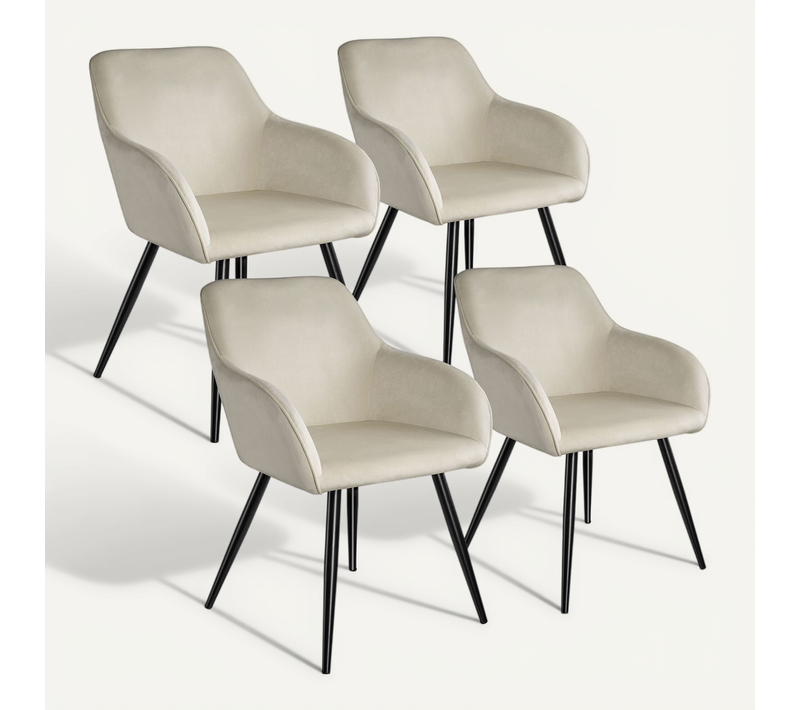 Lot De 4 Chaise Style Scandinave Marilyn En Polyuréthane Crème/noir