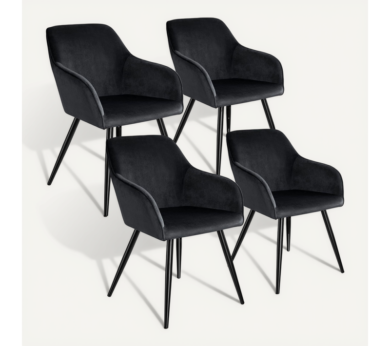 Lot De 4 Chaise Style Scandinave Marilyn En Polyuréthane Noir