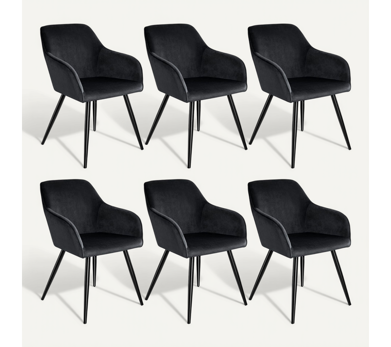Lot De 6 Chaise Style Scandinave Marilyn En Polyuréthane Noir