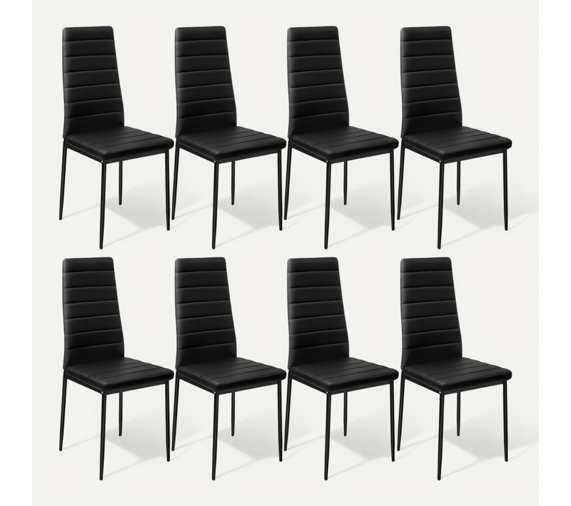 Lot De 8 Ensemble De Chaises De Salle À Manger Thomas En Matière Synthétique Noir