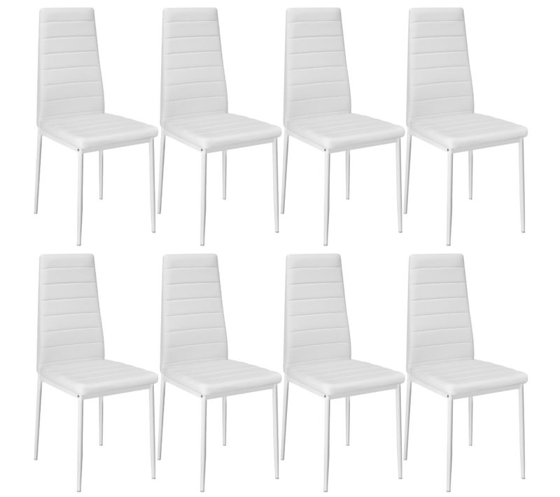 Lot De 8 Ensemble De Chaises De Salle À Manger Thomas En Matière Synthétique Blanc