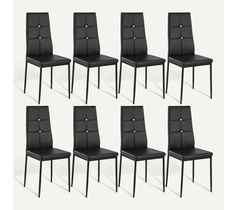 Lot De 8 Chaise De Salle À Manger Julien En Matière Synthétique Noir
