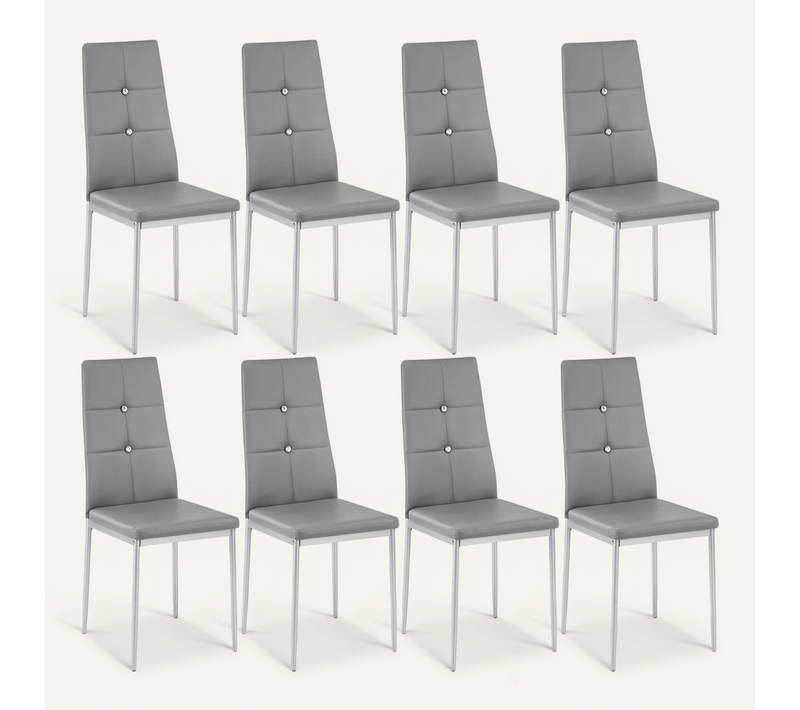 Lot De 8 Chaise De Salle À Manger Julien En Matière Synthétique Gris