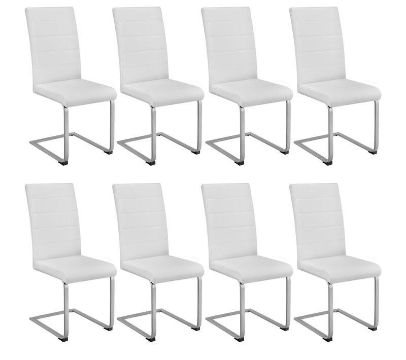 Lot De 8 Ensemble De Chaises De Salle À Manger Bettina En Matière Synthétique Blanc