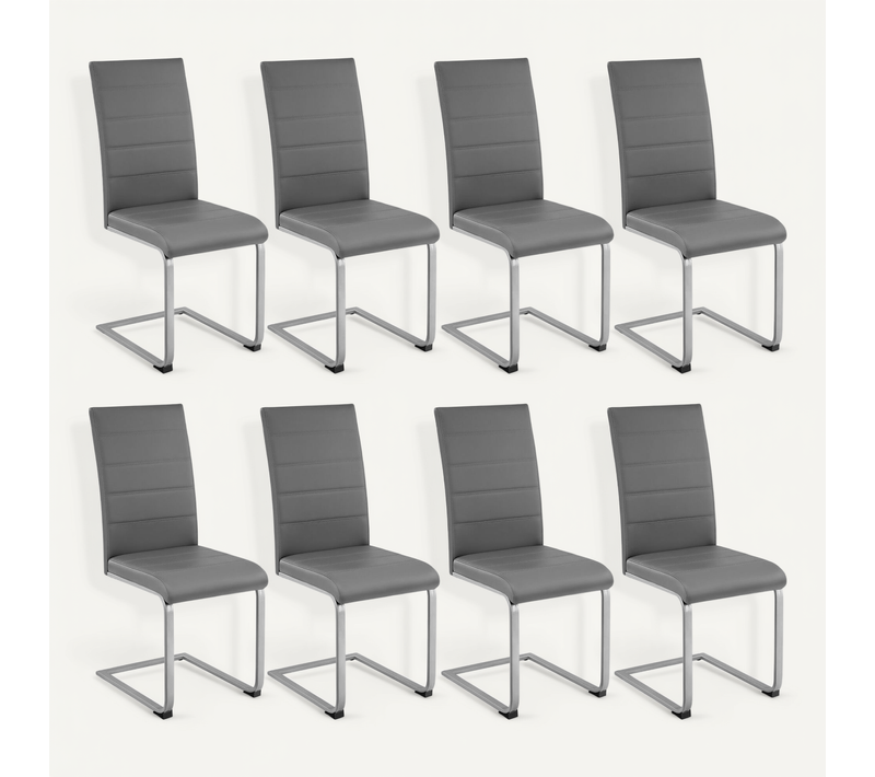 Lot De 8 Ensemble De Chaises De Salle À Manger Bettina En Matière Synthétique Gris