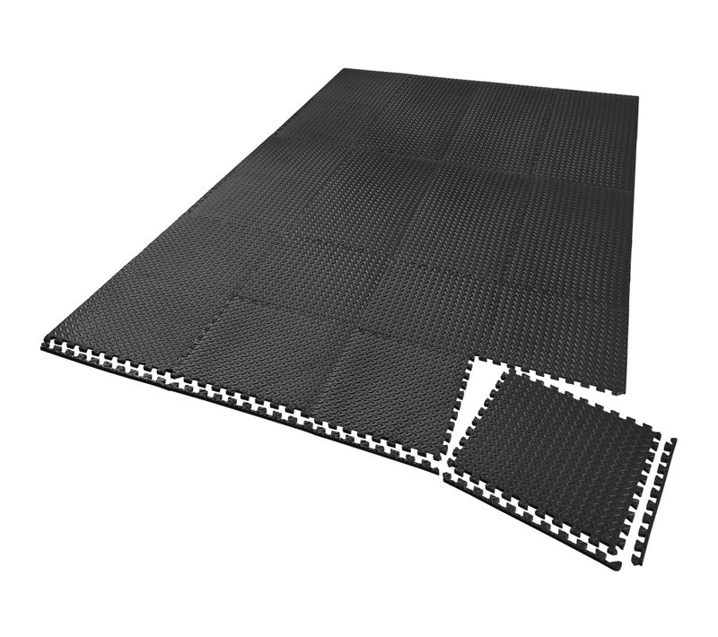 Ensemble De 24 Dalles Carrées Avec 48 Bordures En Plastique Noir