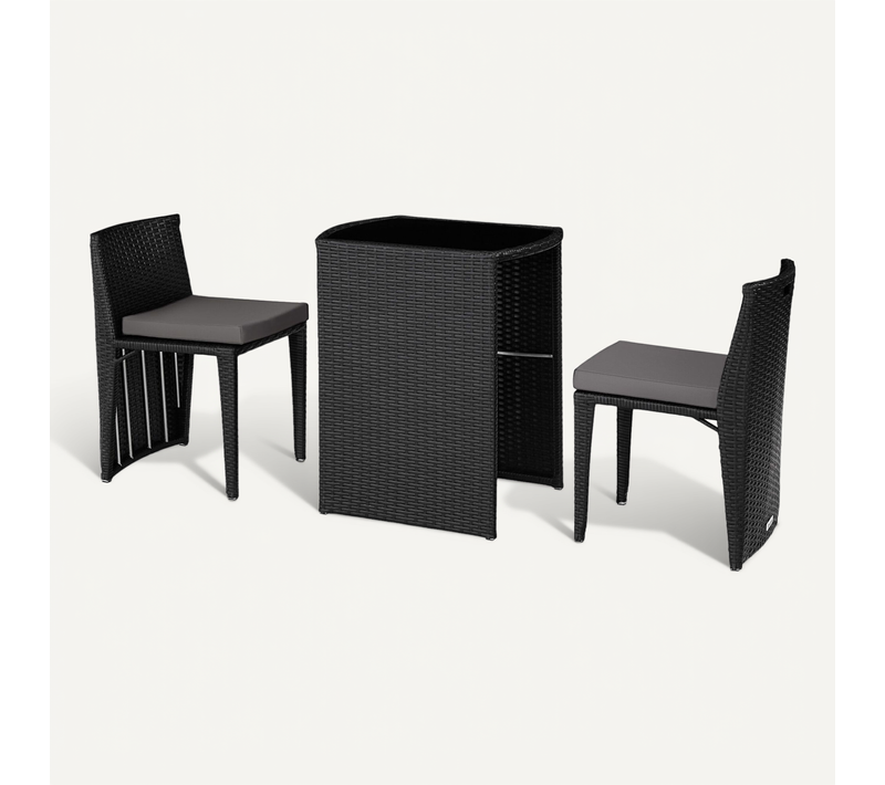Salon De Jardin Noir 156.5 X 49.5 X 74.5 Cm