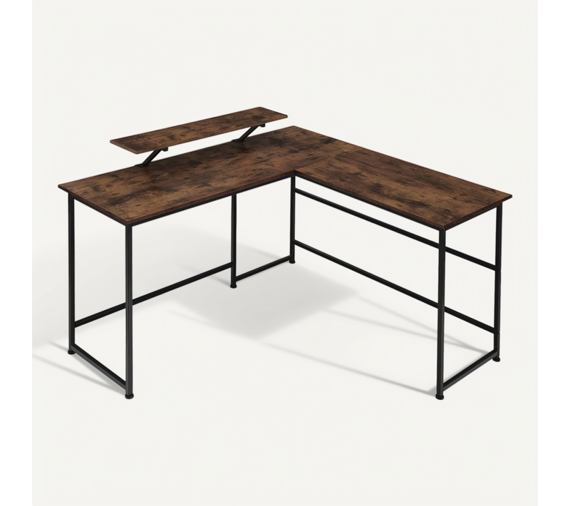 1 Bureau Melrose En Bois Mdf Bois Foncé Industriel, Rustique