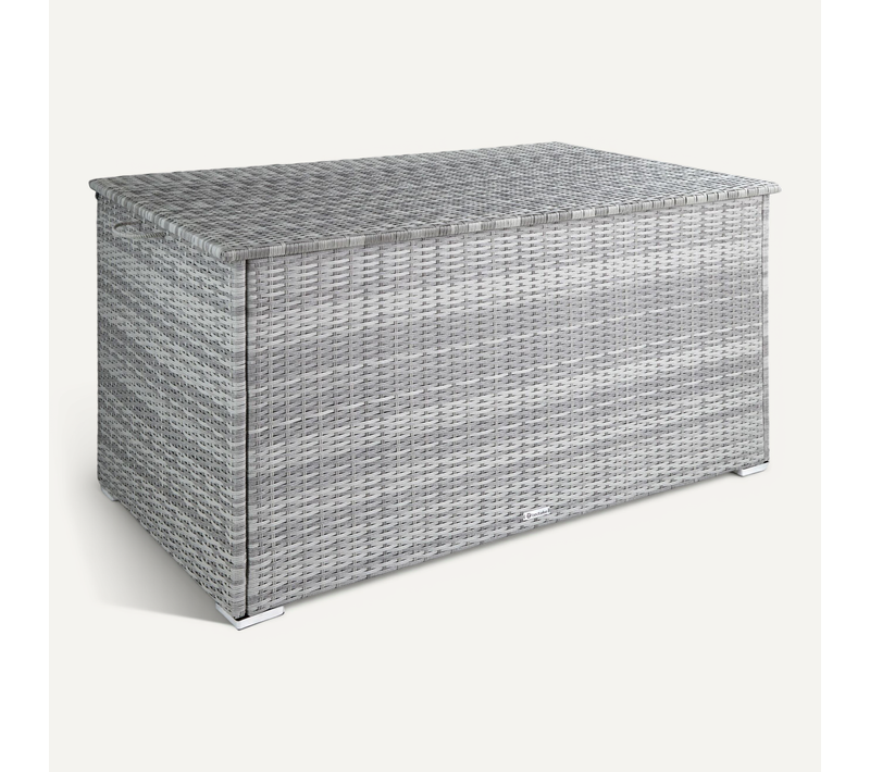 1 Coffre De Jardin Caisse De Rangement Pour Coussins Oslo En Résine Tressée, Aluminium Gris Clair