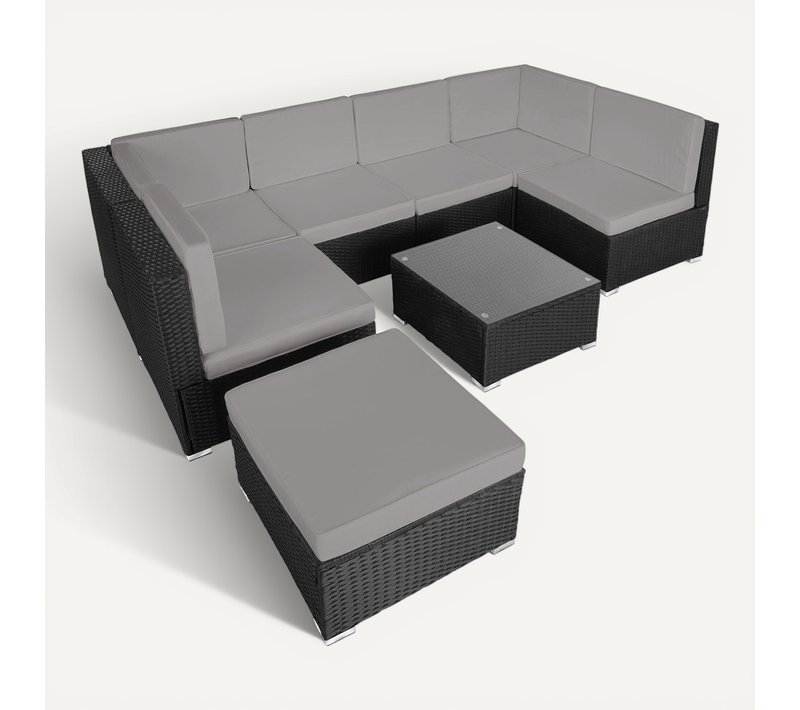 Canapé De Jardin Lounge En Rotin Noir/gris  59.5 X 68 X 69.5 Cm