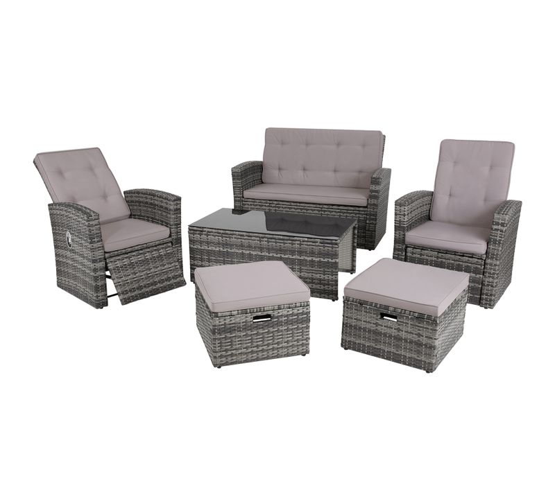 Canapé De Jardin Lounge En Rotin Gris  305 X 234 X 86 Cm