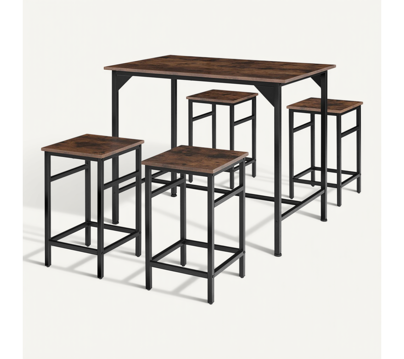 1 Ensemble Table De Bistrot édimbourg En Bois Mdf Bois Foncé Industriel, Rustique