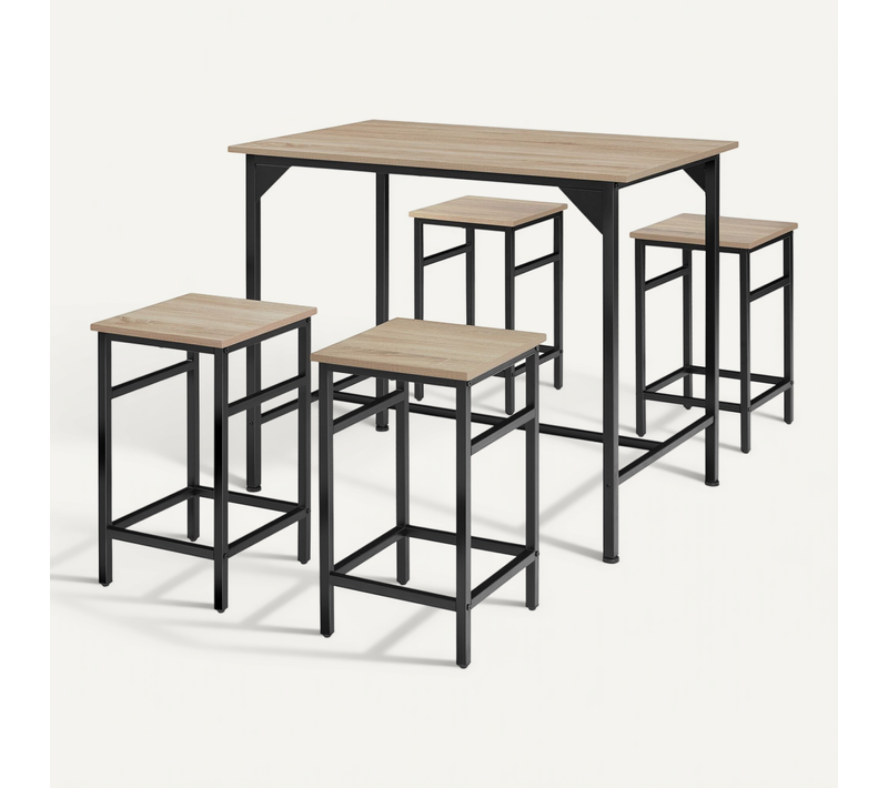 1 Ensemble Table De Bistrot édimbourg En Bois Mdf Bois Clair Industriel, Chêne Sonoma