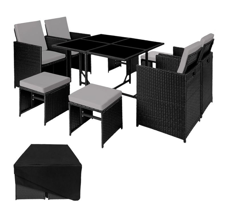 Salon De Jardin Noir/gris  53 X 53 X 87 Cm