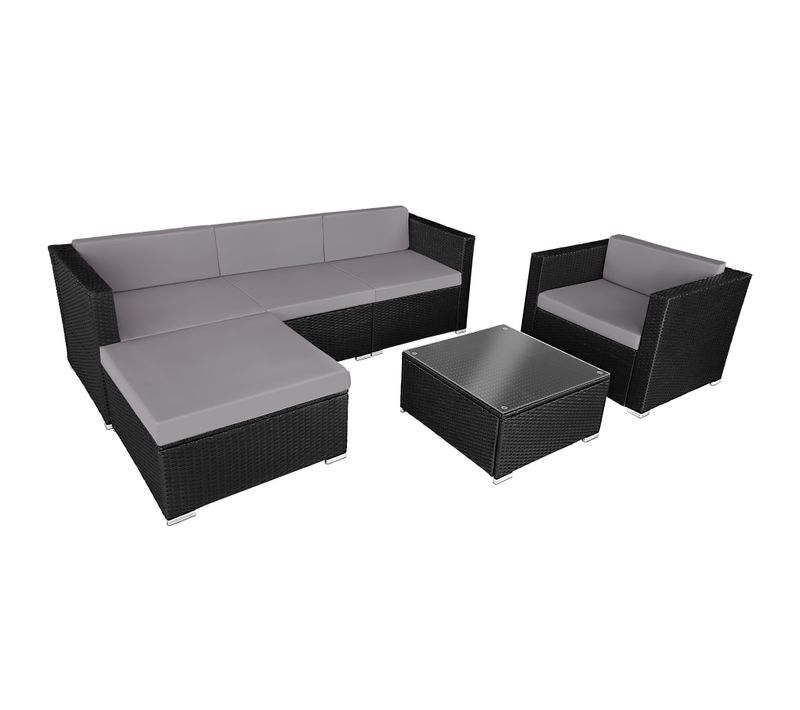 Canapé De Jardin Lounge En Rotin Noir/gris 66 X 76 X 65 Cm