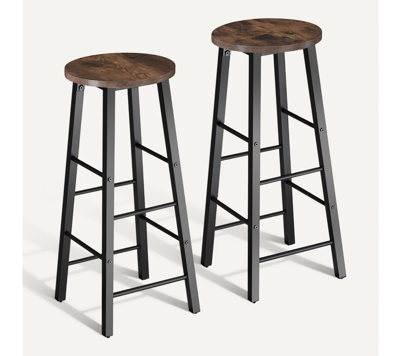 Lot De 2 Tabourets De Bar En Panneau Aggloméré 72,5 Cm Bois Foncé
