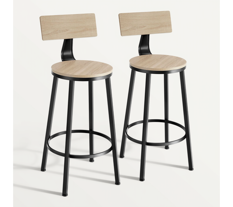 Lot De 2 Tabourets De Bar En Panneau Aggloméré Bois Clair