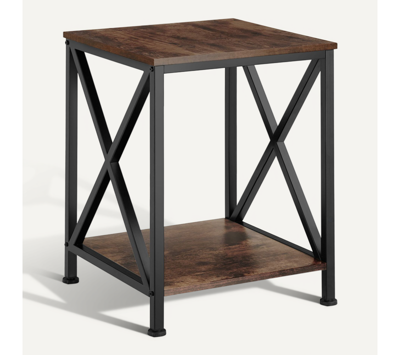 Table D'appoint Carlton En Panneau Aggloméré Bois Foncé Industriel, Rustique