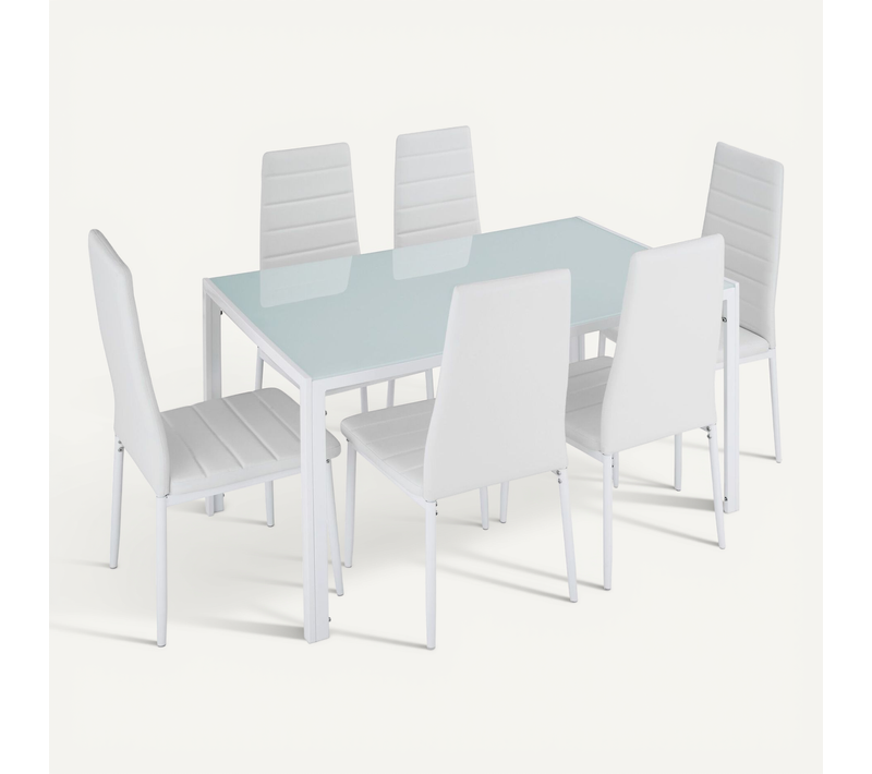 Ensemble Table Et Chaises De Salle à Manger Brandenburg En Acier Blanc/blanc