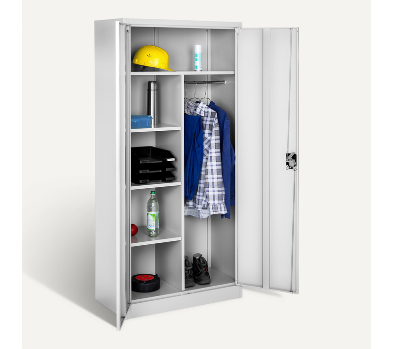 Vestiaire Métallique Gris 6 Casiers Penderie Intégrée Verrouillable Acier 80x40x180cm