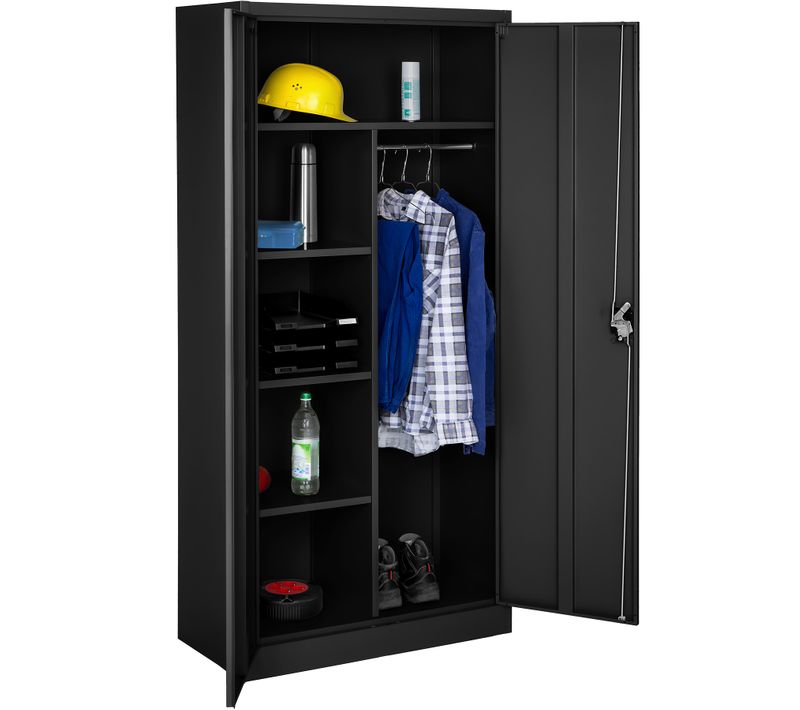 Armoire De Rangement Metallique 2 Verrouillable 180 X 80 X 40 Cm Noir