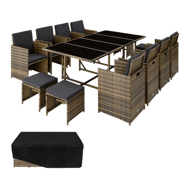 Salon De Jardin Marron Naturel/gris Foncé 53 X 53 X 87 Cm