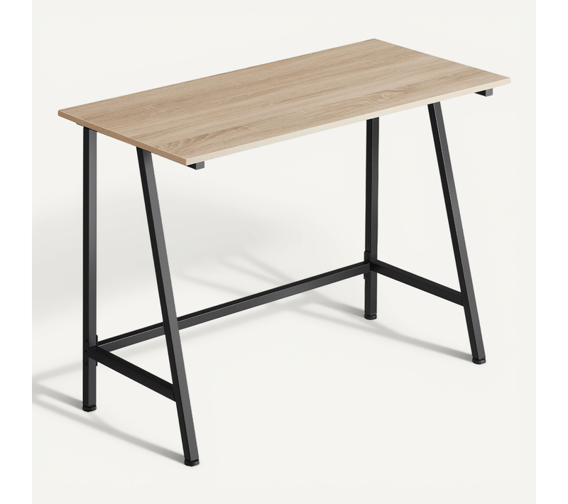 1 Bureau Newton En Panneau Aggloméré Bois Clair Industriel, Chêne Sonoma