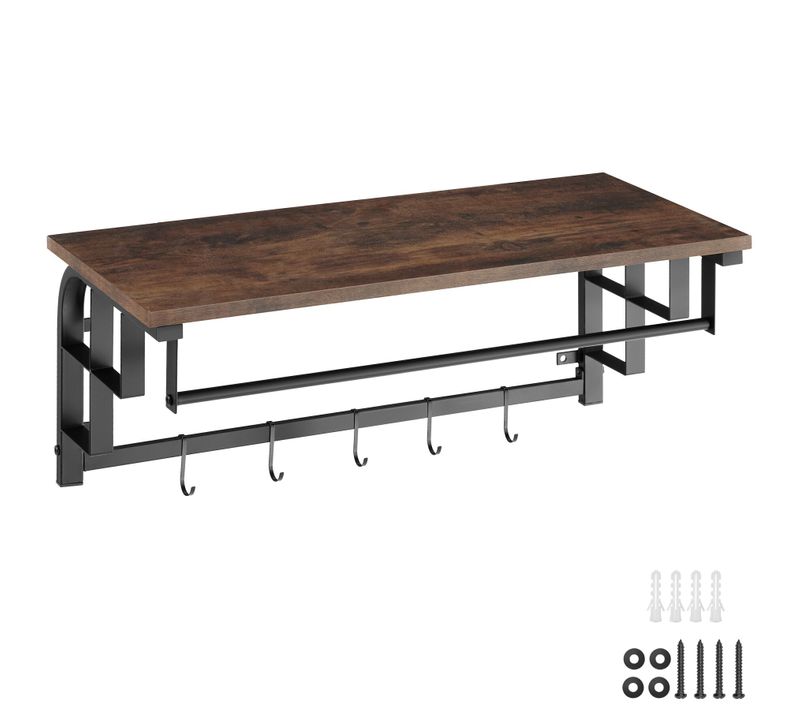 Porte-manteau Style Industriel En Panneau De Fibres Bois Foncé