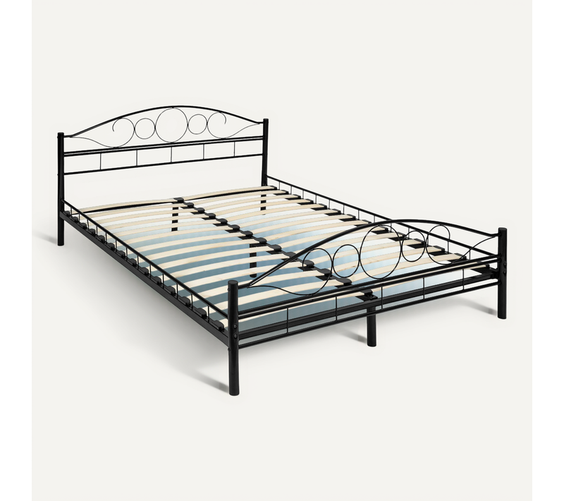 1 Lit Design Moderne Avec Sommier Sonno En Acier Noir/noir