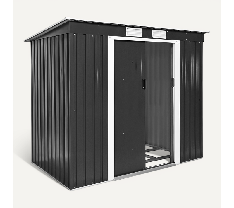 Abri De Jardin Métal 2,7 M² Toiture Monopente En Tôle D'acier Gris/blanc