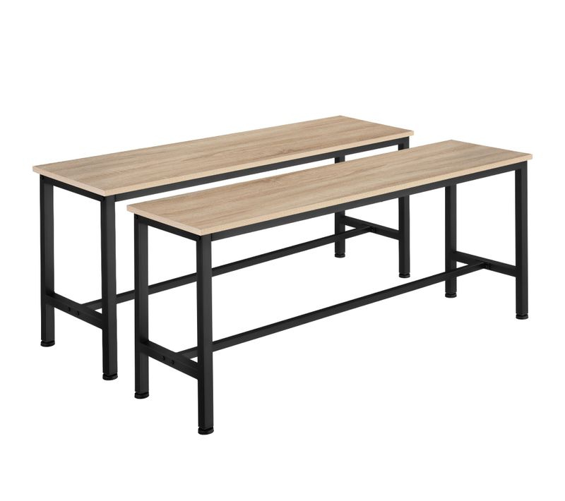 Lot De 2 Bancs En Panneau Aggloméré 108x32,5x50cm Bois Clair