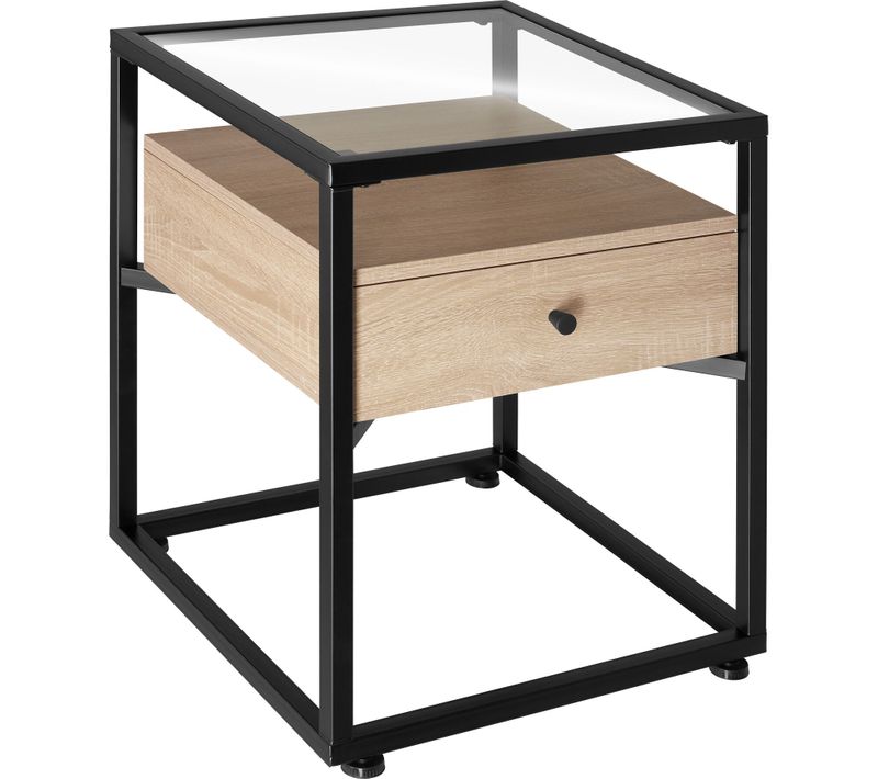 Table De Chevet Preston En Panneau Aggloméré Bois Clair Industriel, Chêne Sonoma