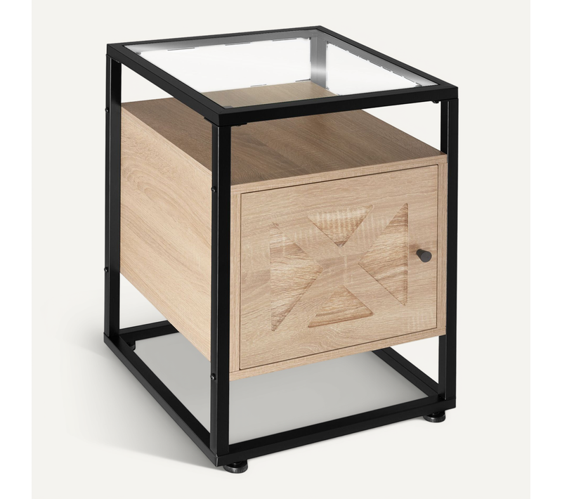 1 Table De Chevet Kidderminster En Panneau Aggloméré Bois Clair Industriel, Chêne Sonoma