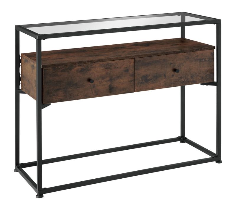Table Console Style Industriel 101,5 X 41,5 X 80,5 Cm Bois Foncé