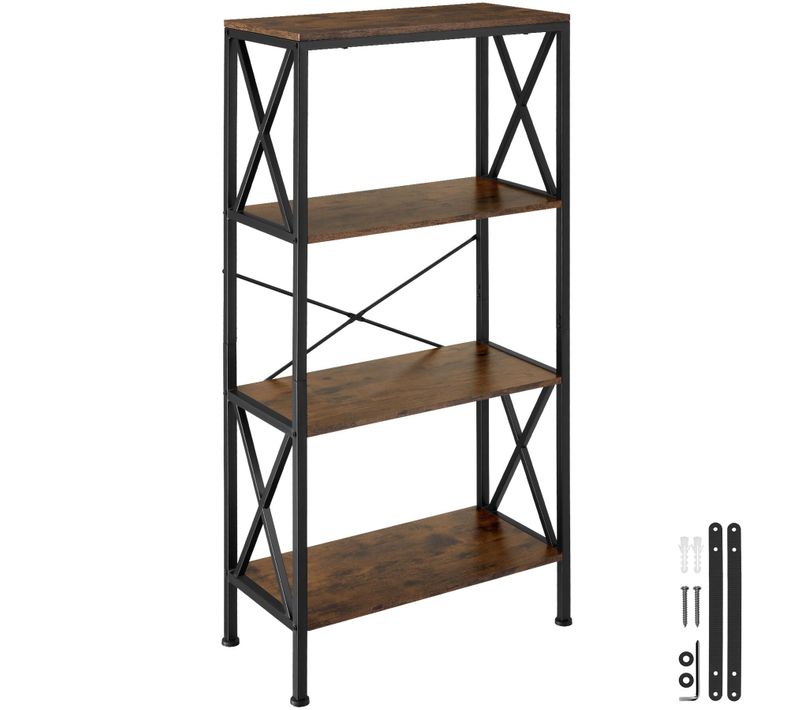 Étagère Style Industriel Antibasculement 615x315x1335 Cm Bois Foncé