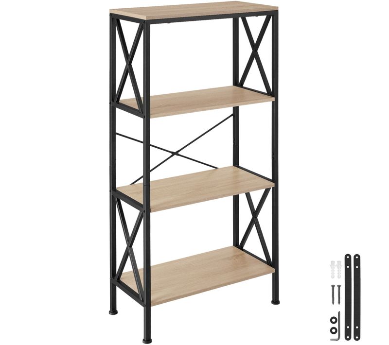 Étagère Style Industriel Anti-basculement 615x315x1335cm Bois Clair