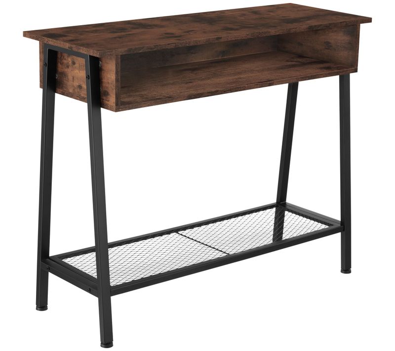 Table Console Style Industriel 100 X 35 X 80,5 Cm Bois Foncé