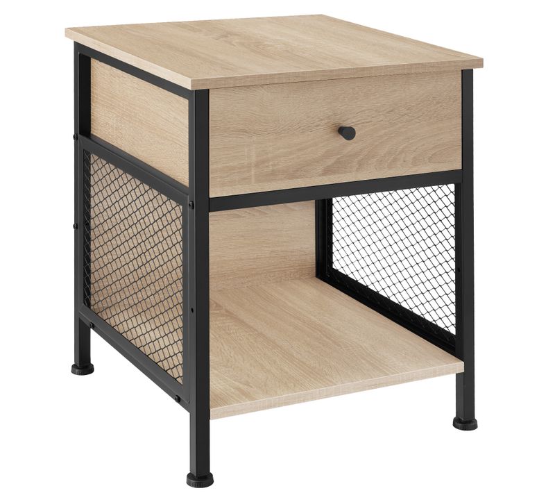 Table De Chevet Style Industriel 45 X 46 X 555 Cm Bois Clair