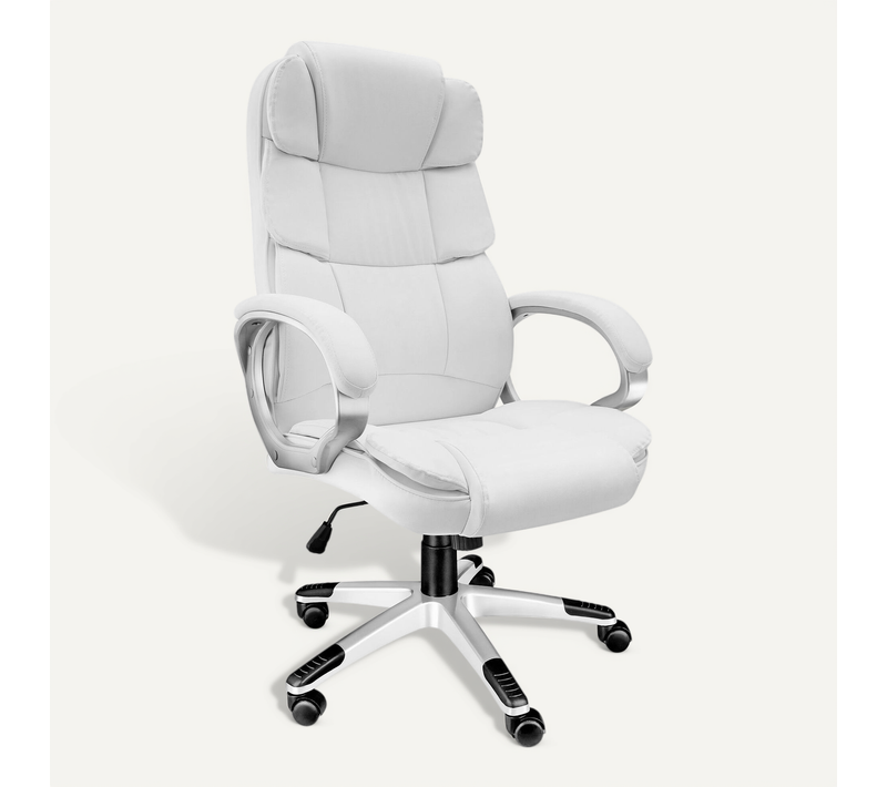 Fauteuil De Direction Bureau Accoudoirs Bois Jonas En Polyuréthane Blanc