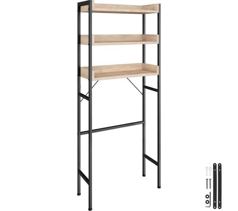 1 étagère De Salle De Bain Seattle En Bois Mdf Bois Clair Industriel, Chêne Sonoma
