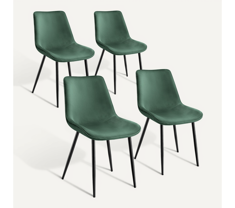 Lot De 4 Lot De Chaises Monroe En Polyester Vert Foncé