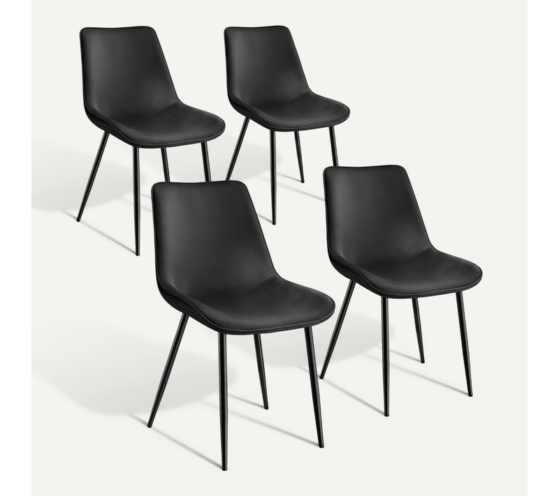 Lot De 4 Lot De Chaises Monroe En Polyester Noir