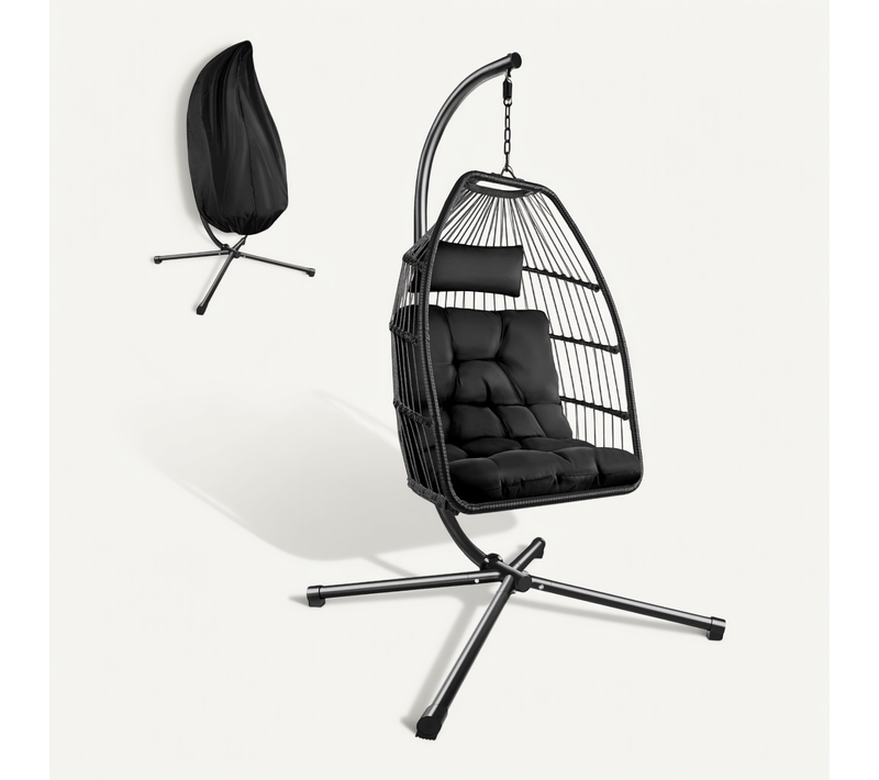 Fauteuil Suspendu Ariane En Acier Enduit De Poudre Noir