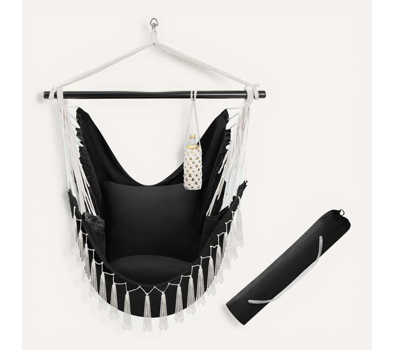 1 Fauteuil Suspendu Malika En Polyester/coton Noir